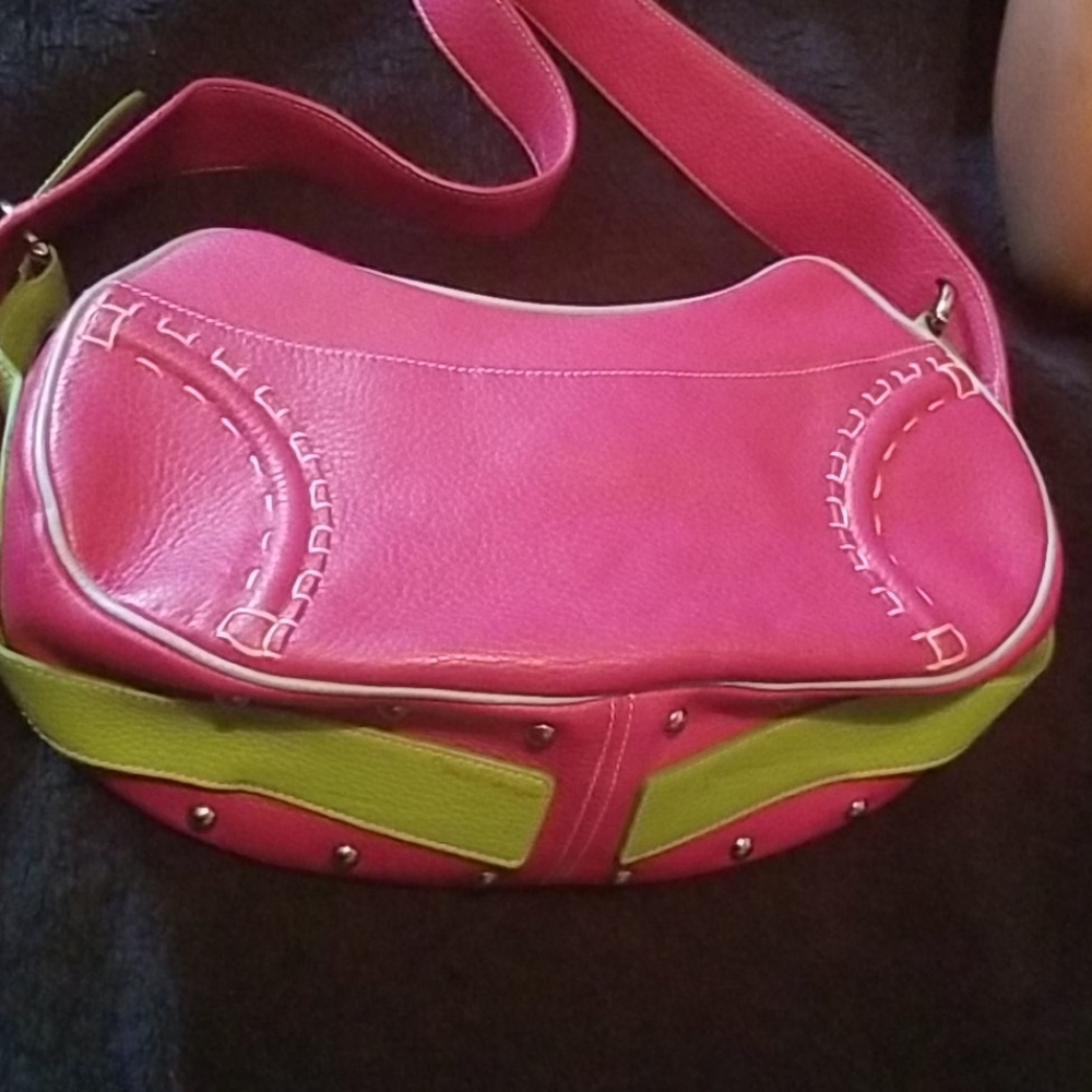 Pink and green Audrey Tatbott bag